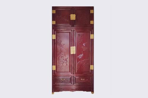 抚远高端中式家居装修深红色纯实木衣柜